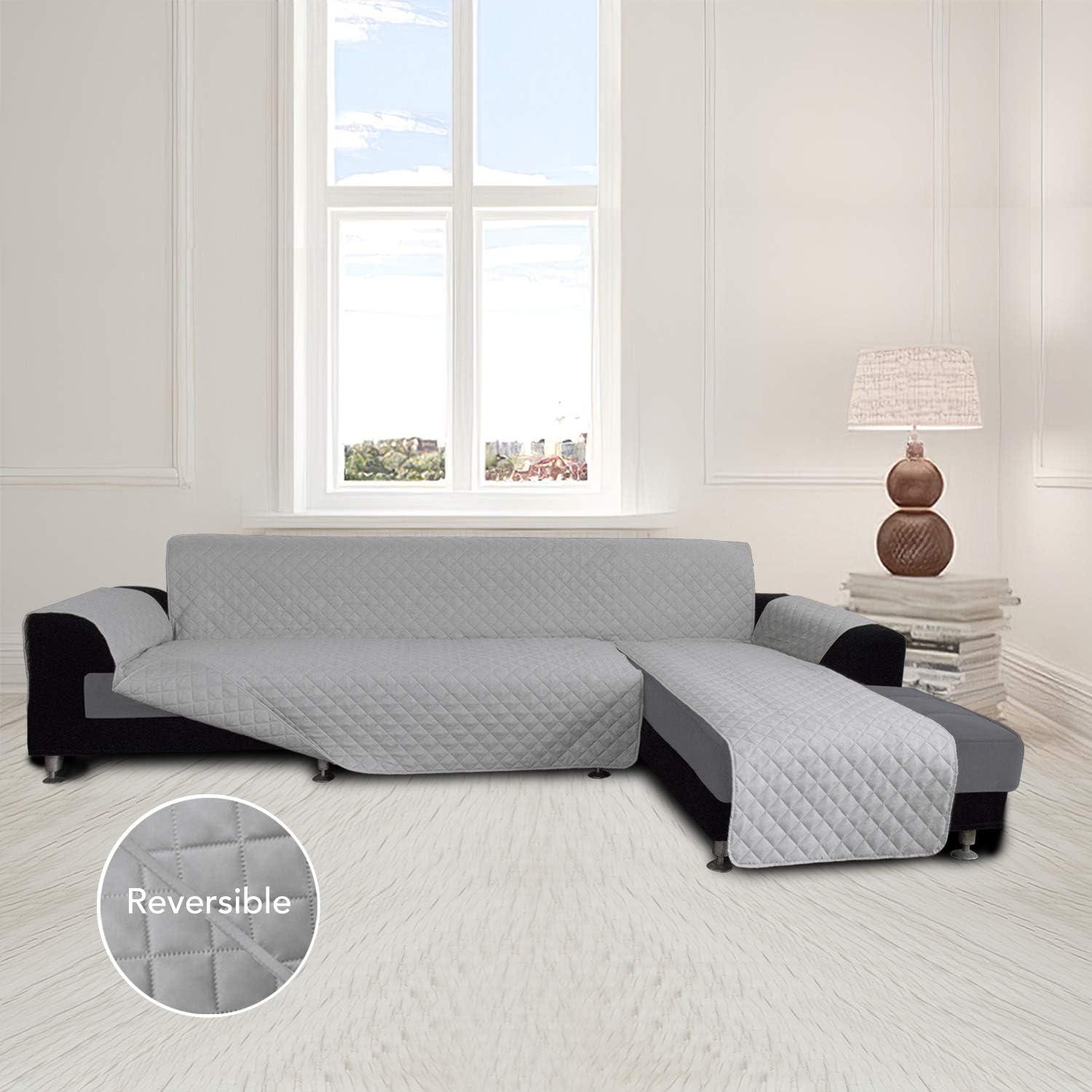 image:imageEasyGoing Sectional Couch Covers for Dogs L Shape Sofa Cover Reversible Sofa Slipcover Chaise Lounge Cover Furniture Protector Cover for Pets Dog Cat Large Dark GrayDark GrayLight GrayLight Gray