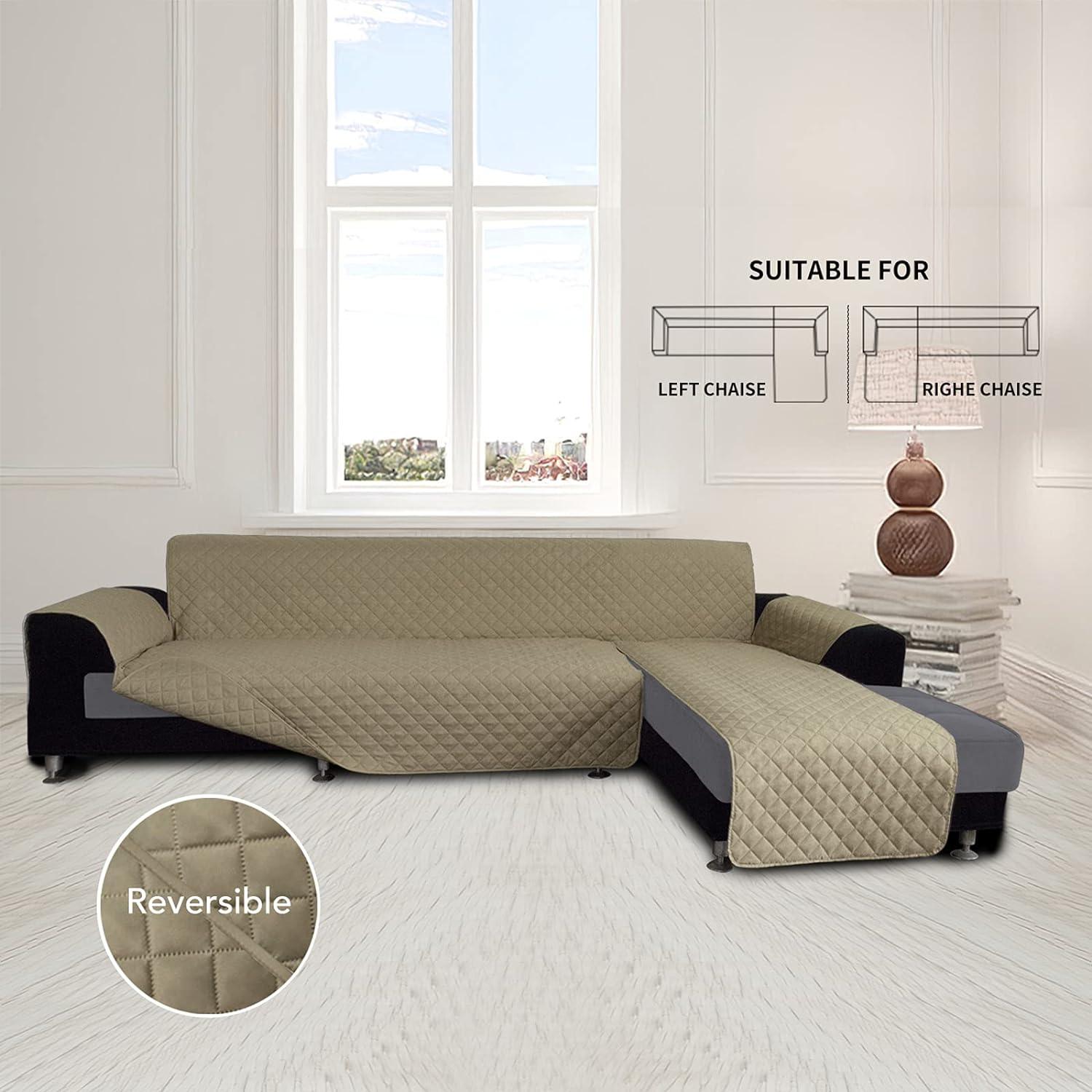 image:imageEasyGoing Sectional Couch Covers for Dogs L Shape Sofa Cover Reversible Sofa Slipcover Chaise Lounge Cover Furniture Protector Cover for Pets Dog Cat Large Dark GrayDark GrayBeigeBeige