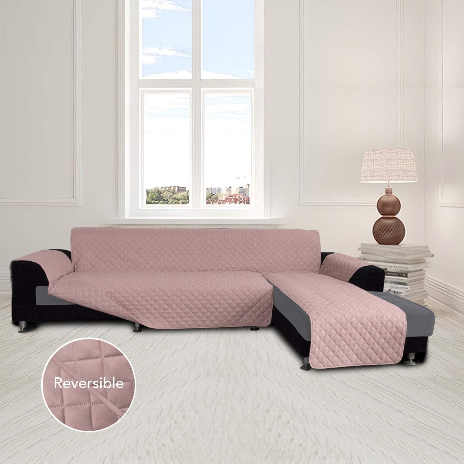 image:imageEasyGoing Sectional Couch Covers for Dogs L Shape Sofa Cover Reversible Sofa Slipcover Chaise Lounge Cover Furniture Protector Cover for Pets Dog Cat Large Dark GrayDark GrayPinkPink