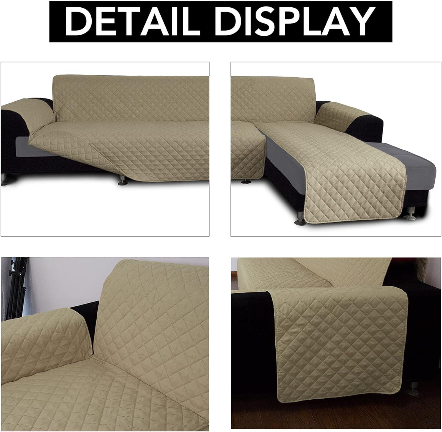image:imageEasyGoing Sectional Couch Covers for Dogs L Shape Sofa Cover Reversible Sofa Slipcover Chaise Lounge Cover Furniture Protector Cover for Pets Dog Cat Large Dark GrayDark GrayBeigeBeige