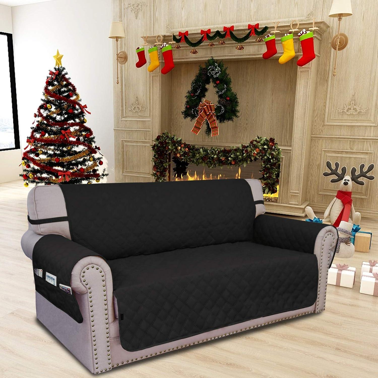 image:imageEasyGoing Sofa Slipcover Waterproof Couch Cover for 3 Cushion Couch Sofa Cover Furniture Protector Cover Pets Covers Washable NonSlip Fabric Pets Kids Children Dog Cat Sofa ChocolateBlack