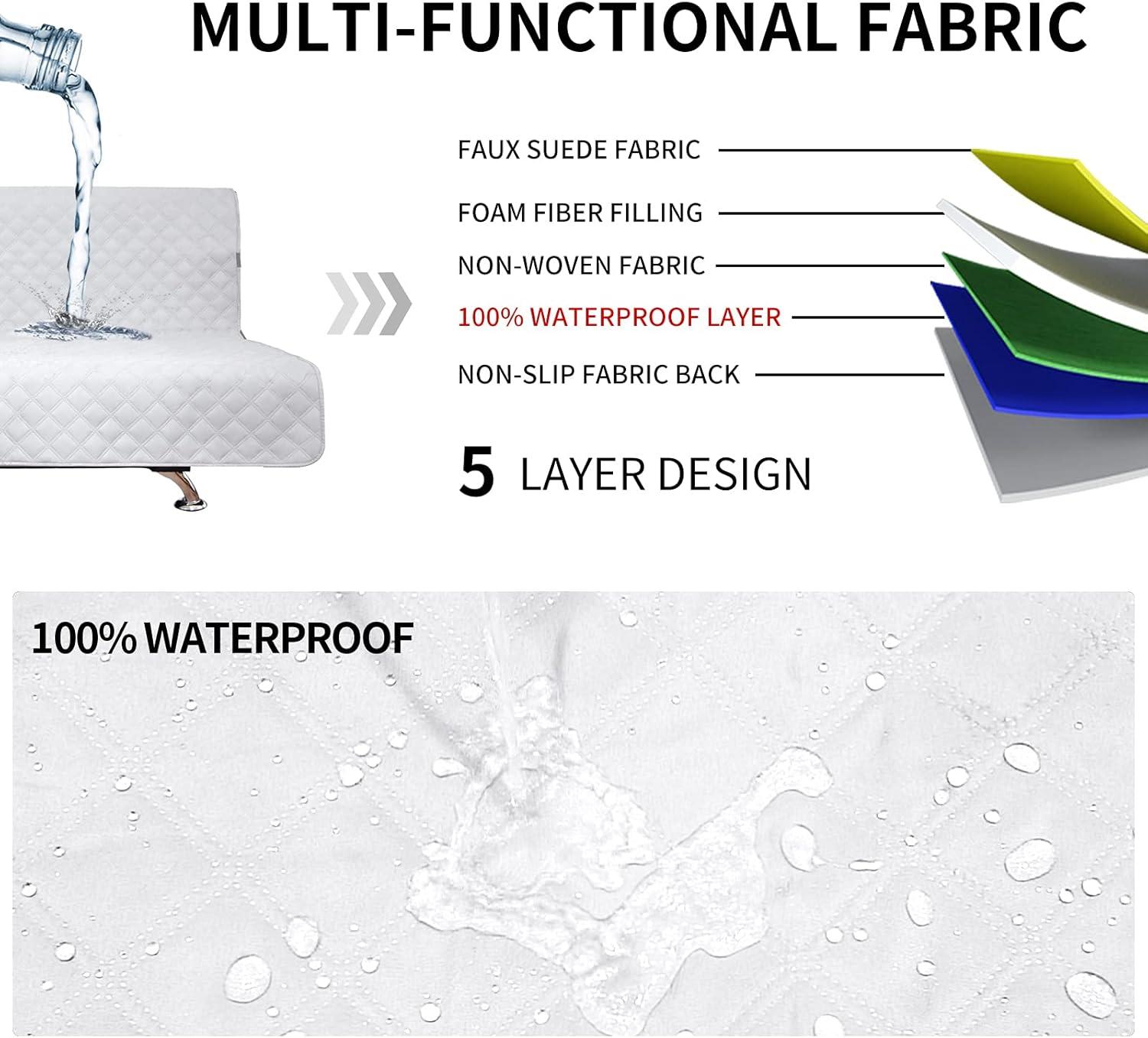 image:imageEasyGoing Sofa Slipcover Waterproof Couch Cover for 3 Cushion Couch Sofa Cover Furniture Protector Cover Pets Covers Washable NonSlip Fabric Pets Kids Children Dog Cat Sofa ChocolateWhite