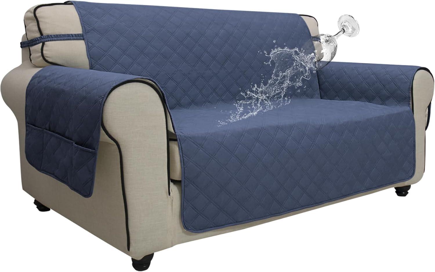 image:imageEasyGoing Sofa Slipcover Waterproof Couch Cover for 3 Cushion Couch Sofa Cover Furniture Protector Cover Pets Covers Washable NonSlip Fabric Pets Kids Children Dog Cat Sofa ChocolateNavy