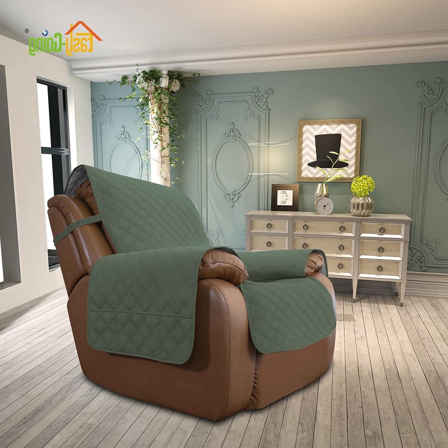 image:imageEasyGoing Sofa Slipcover Waterproof Couch Cover for 3 Cushion Couch Sofa Cover Furniture Protector Cover Pets Covers Washable NonSlip Fabric Pets Kids Children Dog Cat Sofa ChocolateGreyish Green