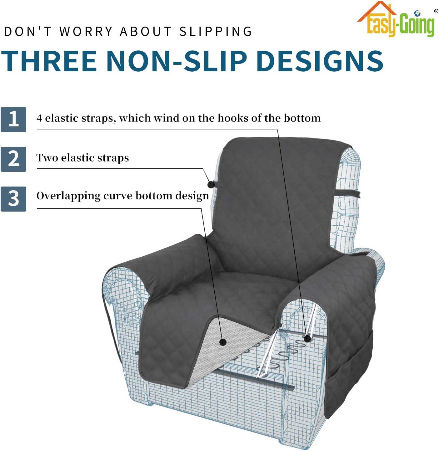 image:imageEasyGoing Sofa Slipcover Waterproof Couch Cover for 3 Cushion Couch Sofa Cover Furniture Protector Cover Pets Covers Washable NonSlip Fabric Pets Kids Children Dog Cat Sofa ChocolateDark Gray