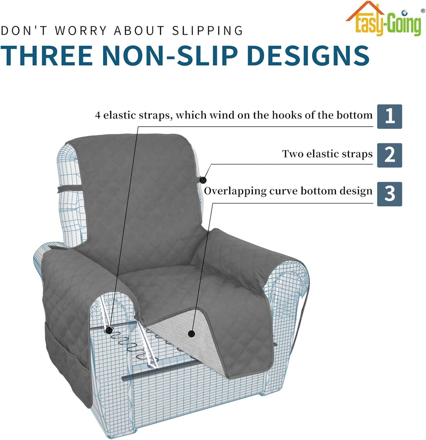 image:imageEasyGoing Sofa Slipcover Waterproof Couch Cover for 3 Cushion Couch Sofa Cover Furniture Protector Cover Pets Covers Washable NonSlip Fabric Pets Kids Children Dog Cat Sofa ChocolateGrey