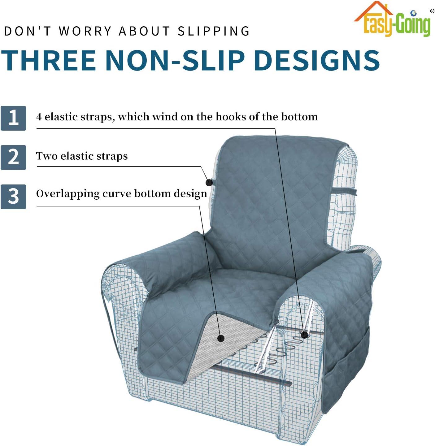 image:imageEasyGoing Sofa Slipcover Waterproof Couch Cover for 3 Cushion Couch Sofa Cover Furniture Protector Cover Pets Covers Washable NonSlip Fabric Pets Kids Children Dog Cat Sofa ChocolateLight Blue