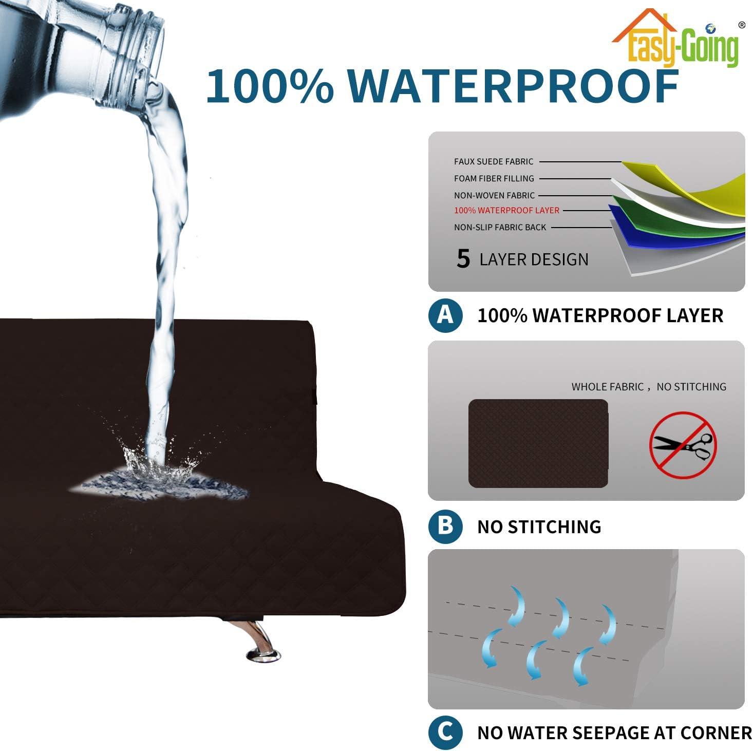 image:imageEasyGoing Sofa Slipcover Waterproof Couch Cover for 3 Cushion Couch Sofa Cover Furniture Protector Cover Pets Covers Washable NonSlip Fabric Pets Kids Children Dog Cat Sofa ChocolateChocolate