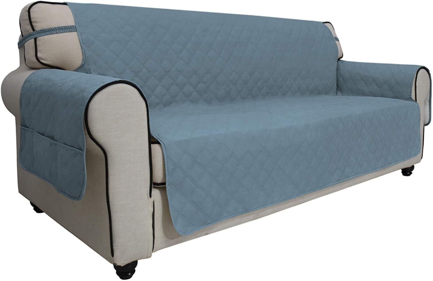 image:imageEasyGoing Sofa Slipcover Waterproof Couch Cover for 3 Cushion Couch Sofa Cover Furniture Protector Cover Pets Covers Washable NonSlip Fabric Pets Kids Children Dog Cat Sofa ChocolateLight Blue