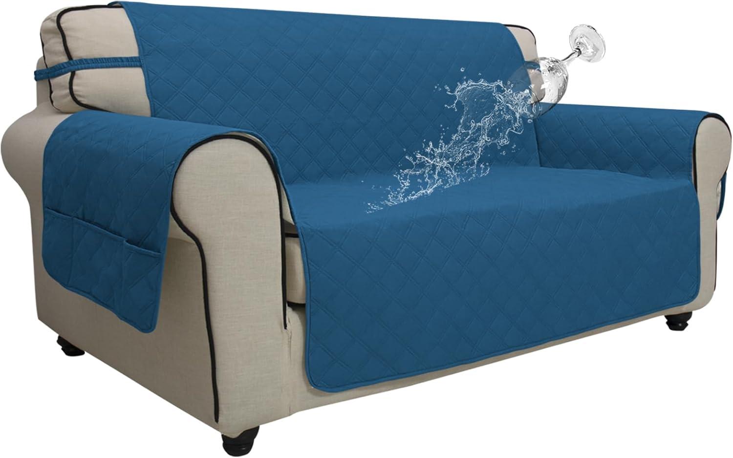 image:imageEasyGoing Sofa Slipcover Waterproof Couch Cover for 3 Cushion Couch Sofa Cover Furniture Protector Cover Pets Covers Washable NonSlip Fabric Pets Kids Children Dog Cat Sofa ChocolatePeacock Blue