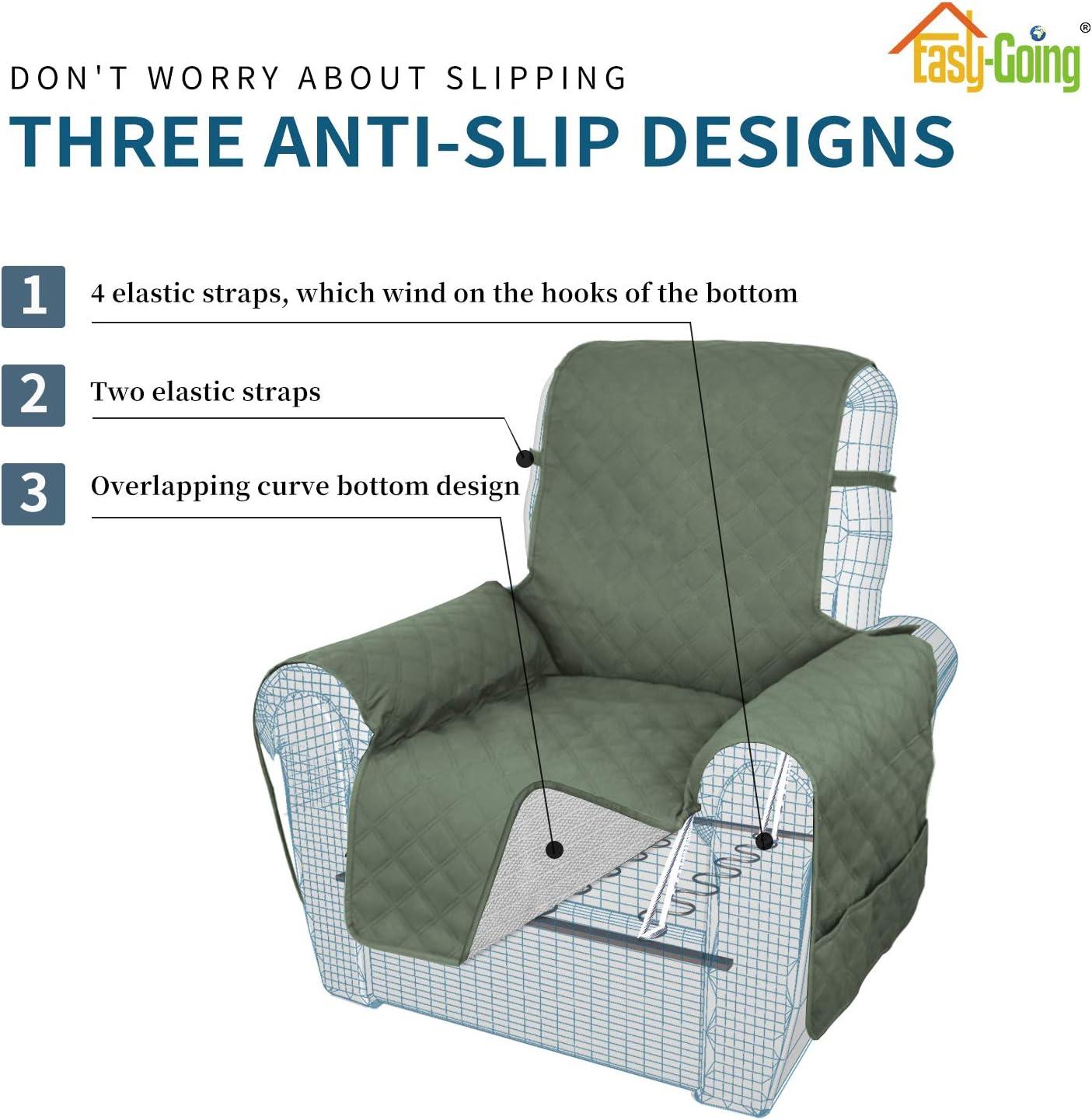 image:imageEasyGoing Sofa Slipcover Waterproof Couch Cover for 3 Cushion Couch Sofa Cover Furniture Protector Cover Pets Covers Washable NonSlip Fabric Pets Kids Children Dog Cat Sofa ChocolateGreyish Green