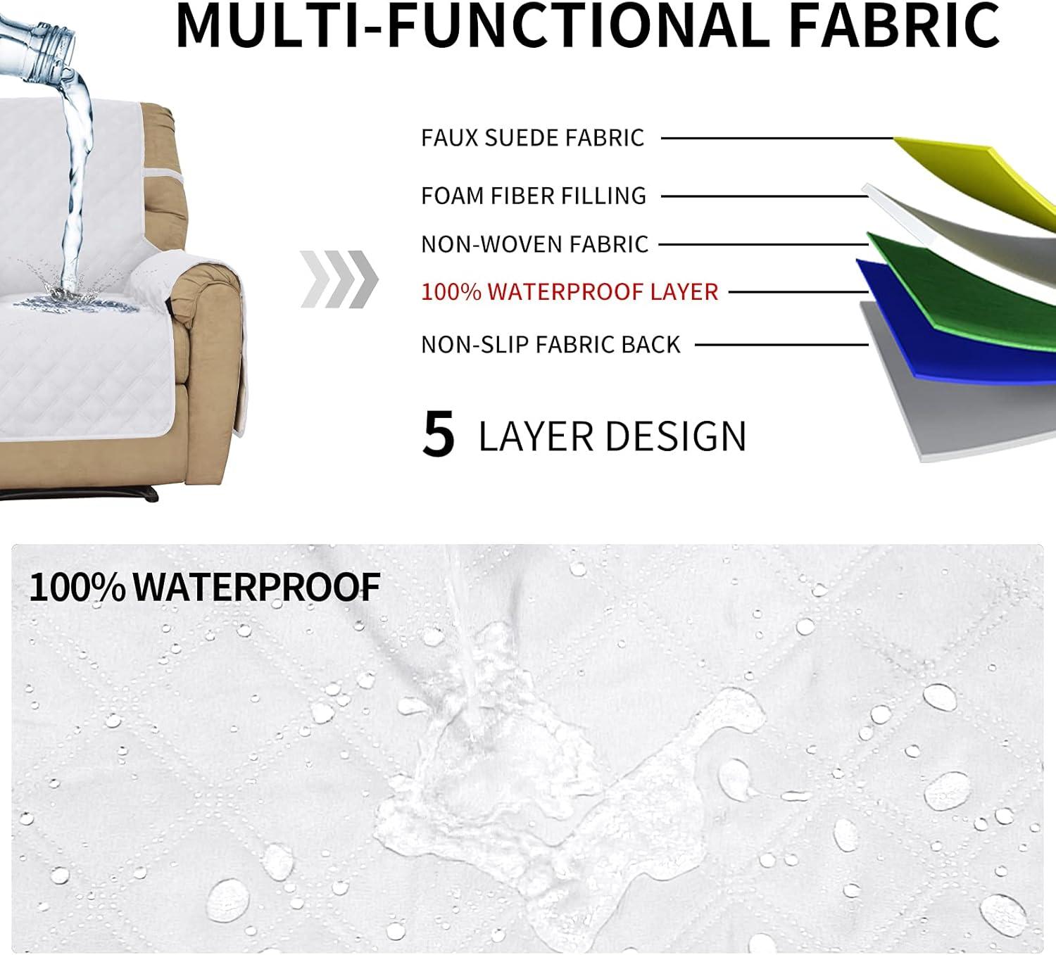 image:imageEasyGoing Sofa Slipcover Waterproof Couch Cover for 3 Cushion Couch Sofa Cover Furniture Protector Cover Pets Covers Washable NonSlip Fabric Pets Kids Children Dog Cat Sofa ChocolateWhite