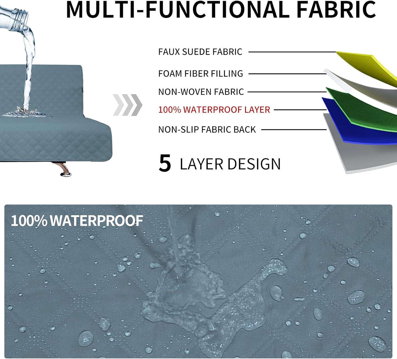 image:imageEasyGoing Sofa Slipcover Waterproof Couch Cover for 3 Cushion Couch Sofa Cover Furniture Protector Cover Pets Covers Washable NonSlip Fabric Pets Kids Children Dog Cat Sofa ChocolateLight Blue