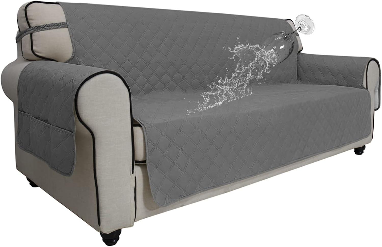 image:imageEasyGoing Sofa Slipcover Waterproof Couch Cover for 3 Cushion Couch Sofa Cover Furniture Protector Cover Pets Covers Washable NonSlip Fabric Pets Kids Children Dog Cat Sofa ChocolateGrey