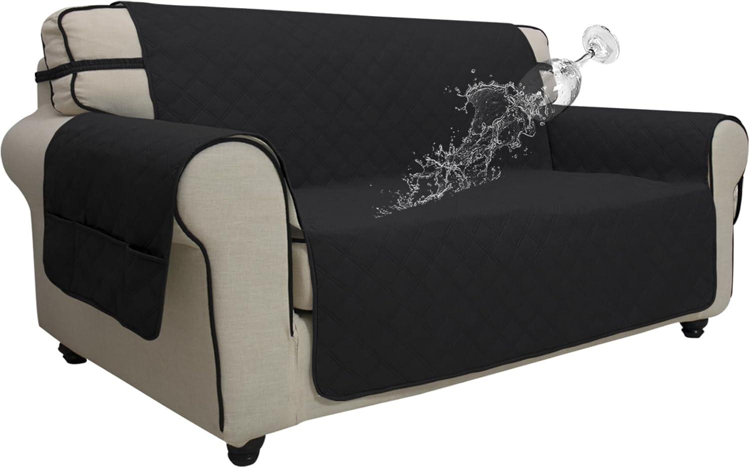 image:imageEasyGoing Sofa Slipcover Waterproof Couch Cover for 3 Cushion Couch Sofa Cover Furniture Protector Cover Pets Covers Washable NonSlip Fabric Pets Kids Children Dog Cat Sofa ChocolateBlack