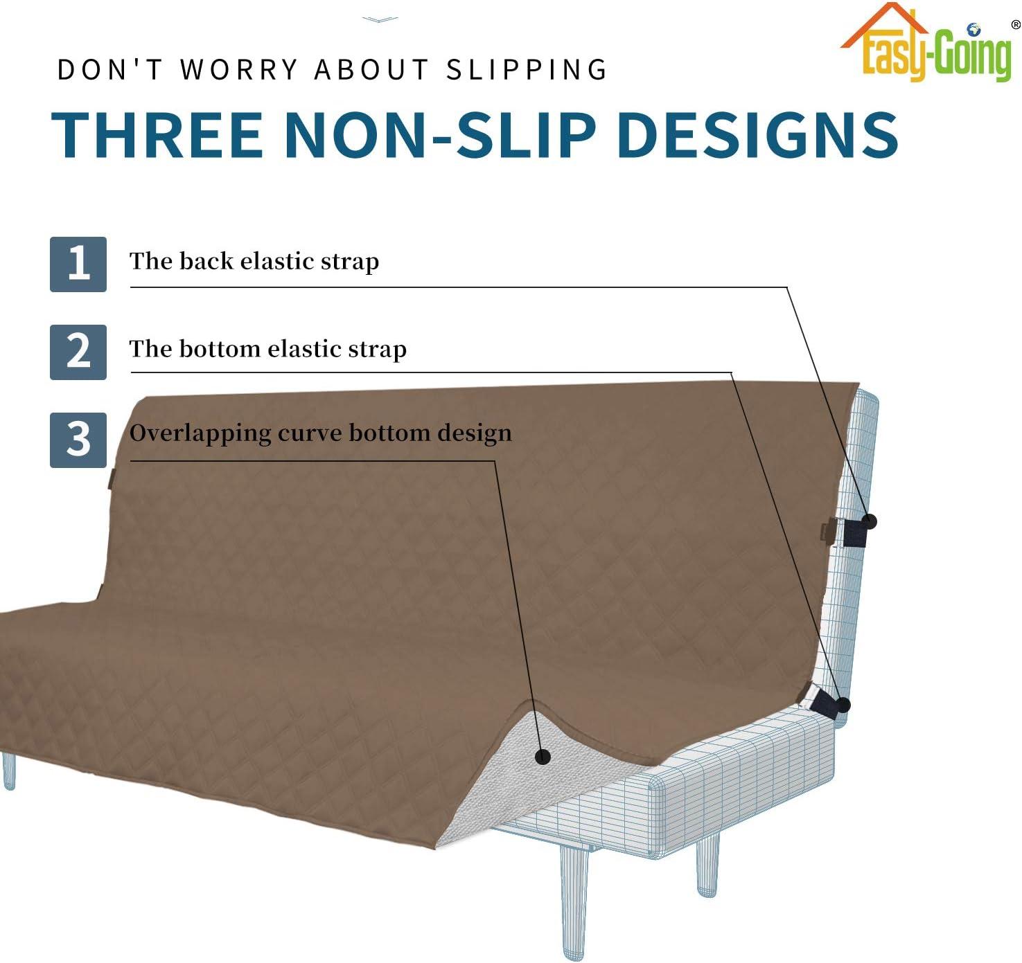 image:imageEasyGoing Sofa Slipcover Waterproof Couch Cover for 3 Cushion Couch Sofa Cover Furniture Protector Cover Pets Covers Washable NonSlip Fabric Pets Kids Children Dog Cat Sofa ChocolateCamel