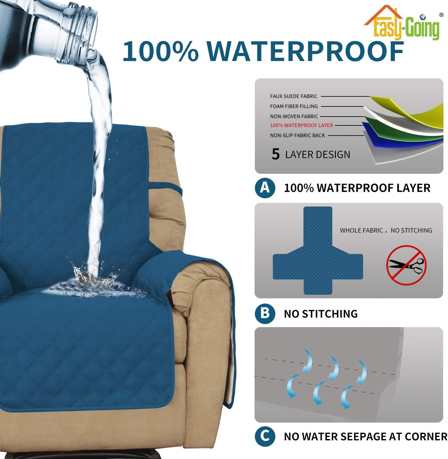 image:imageEasyGoing Sofa Slipcover Waterproof Couch Cover for 3 Cushion Couch Sofa Cover Furniture Protector Cover Pets Covers Washable NonSlip Fabric Pets Kids Children Dog Cat Sofa ChocolatePeacock Blue