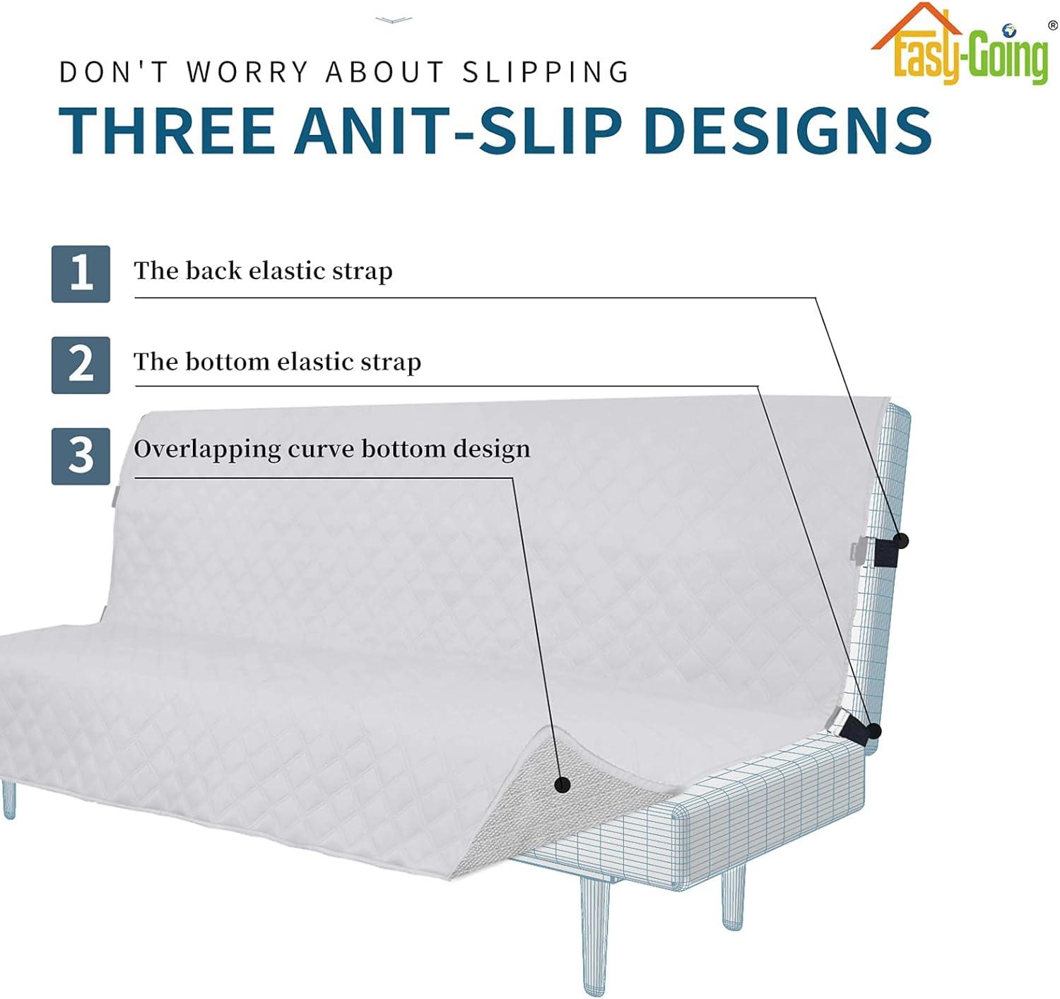 image:imageEasyGoing Sofa Slipcover Waterproof Couch Cover for 3 Cushion Couch Sofa Cover Furniture Protector Cover Pets Covers Washable NonSlip Fabric Pets Kids Children Dog Cat Sofa ChocolateWhite