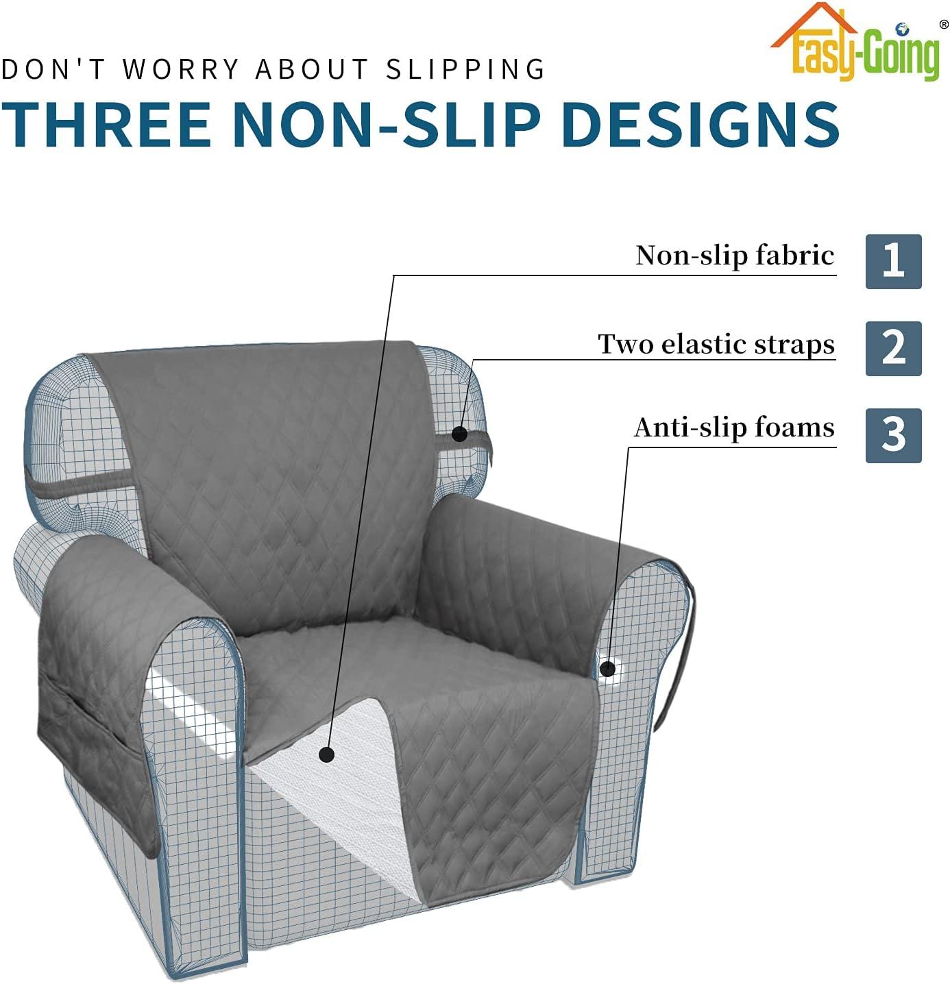 image:imageEasyGoing Sofa Slipcover Waterproof Couch Cover for 3 Cushion Couch Sofa Cover Furniture Protector Cover Pets Covers Washable NonSlip Fabric Pets Kids Children Dog Cat Sofa ChocolateGrey