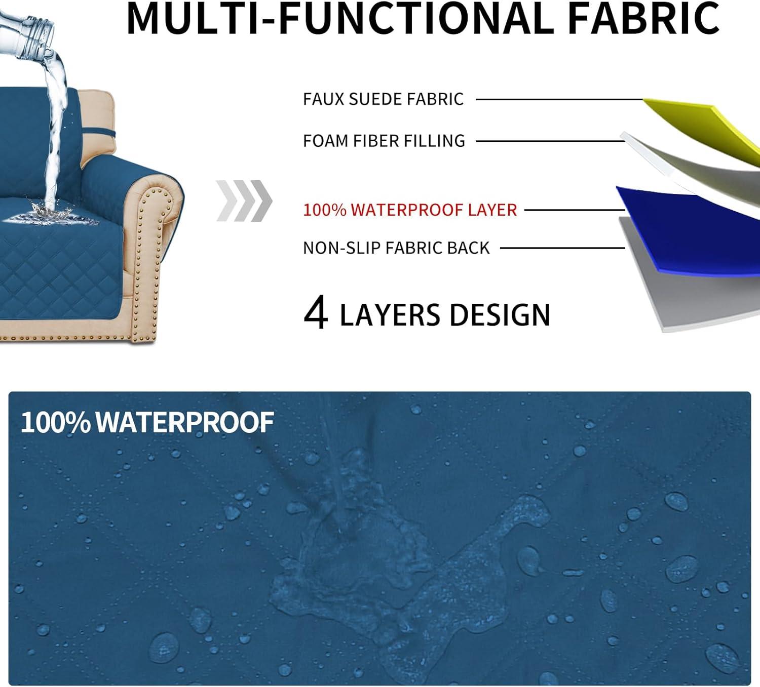 image:imageEasyGoing Sofa Slipcover Waterproof Couch Cover for 3 Cushion Couch Sofa Cover Furniture Protector Cover Pets Covers Washable NonSlip Fabric Pets Kids Children Dog Cat Sofa ChocolatePeacock Blue