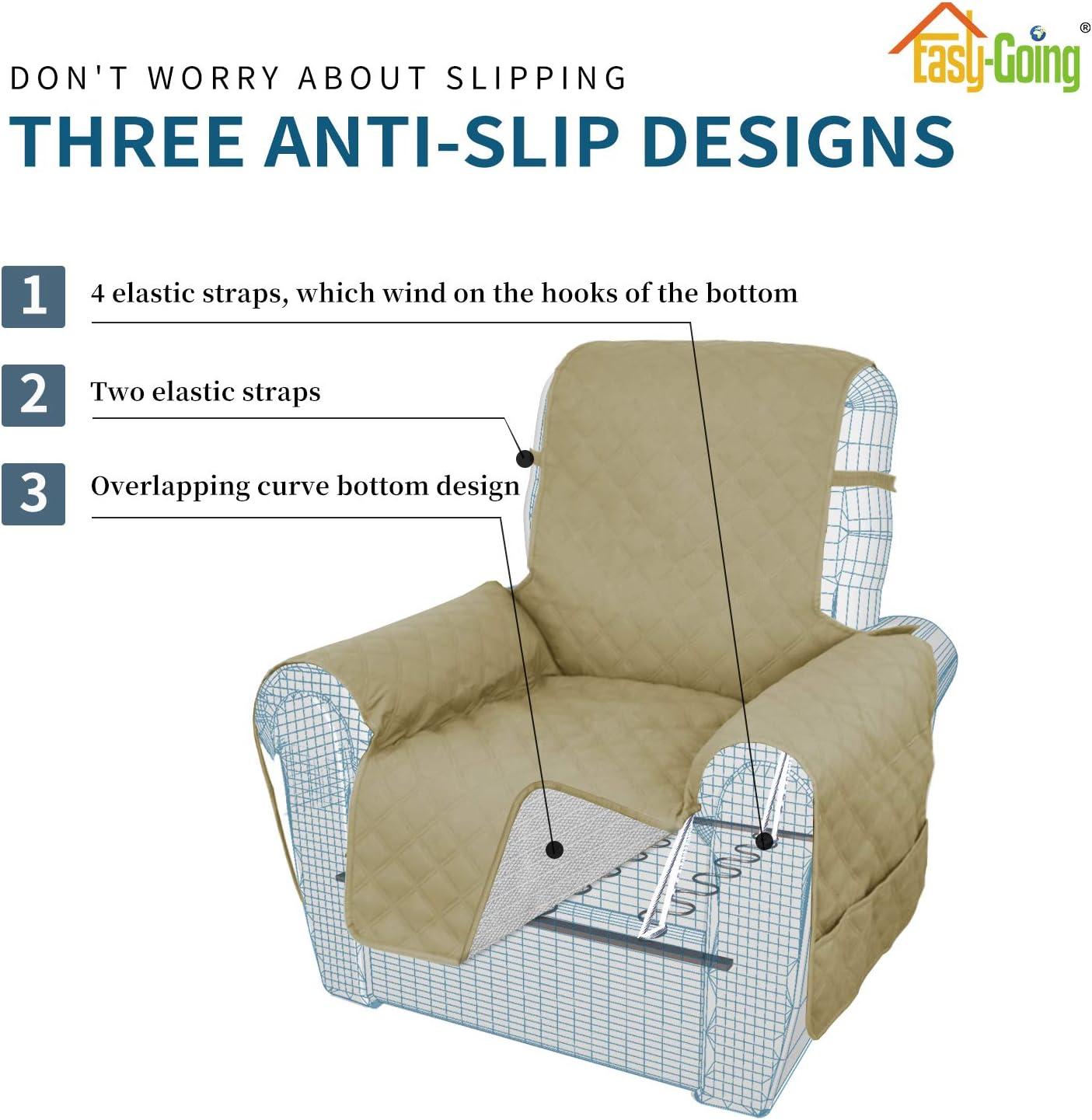 image:imageEasyGoing Sofa Slipcover Waterproof Couch Cover for 3 Cushion Couch Sofa Cover Furniture Protector Cover Pets Covers Washable NonSlip Fabric Pets Kids Children Dog Cat Sofa ChocolateSand