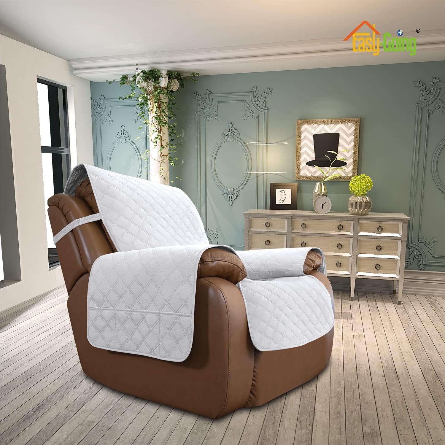 image:imageEasyGoing Sofa Slipcover Waterproof Couch Cover for 3 Cushion Couch Sofa Cover Furniture Protector Cover Pets Covers Washable NonSlip Fabric Pets Kids Children Dog Cat Sofa ChocolateWhite