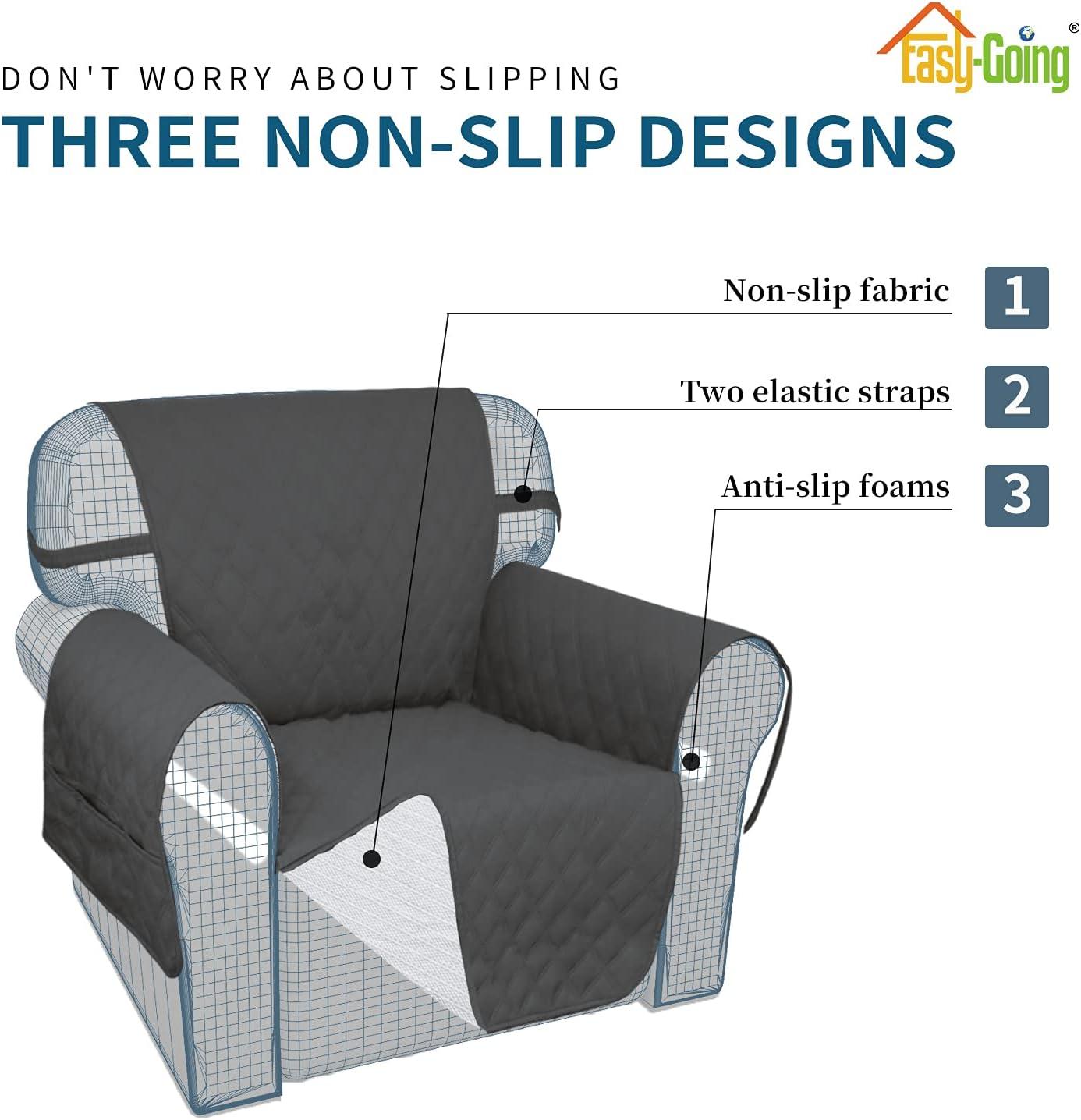 image:imageEasyGoing Sofa Slipcover Waterproof Couch Cover for 3 Cushion Couch Sofa Cover Furniture Protector Cover Pets Covers Washable NonSlip Fabric Pets Kids Children Dog Cat Sofa ChocolateDark Gray