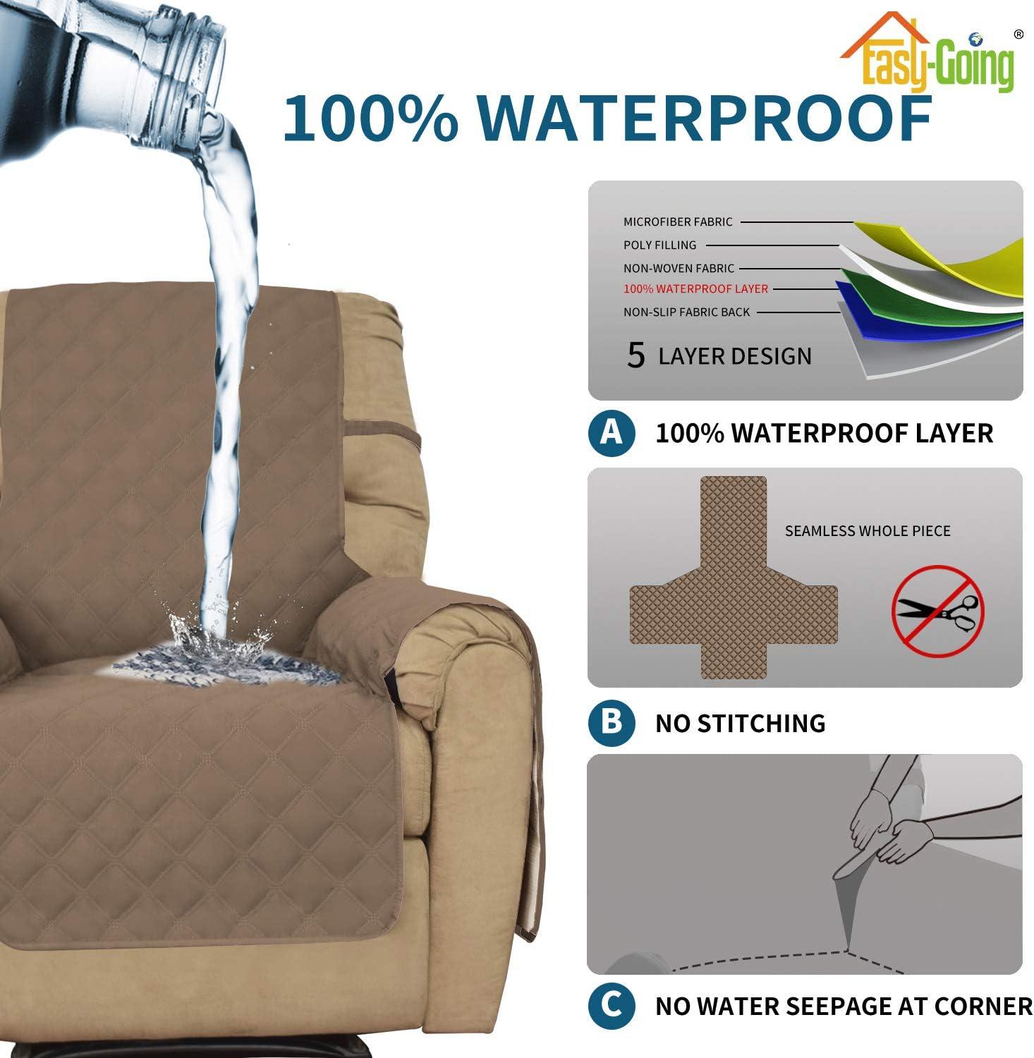 image:imageEasyGoing Sofa Slipcover Waterproof Couch Cover for 3 Cushion Couch Sofa Cover Furniture Protector Cover Pets Covers Washable NonSlip Fabric Pets Kids Children Dog Cat Sofa ChocolateBrown