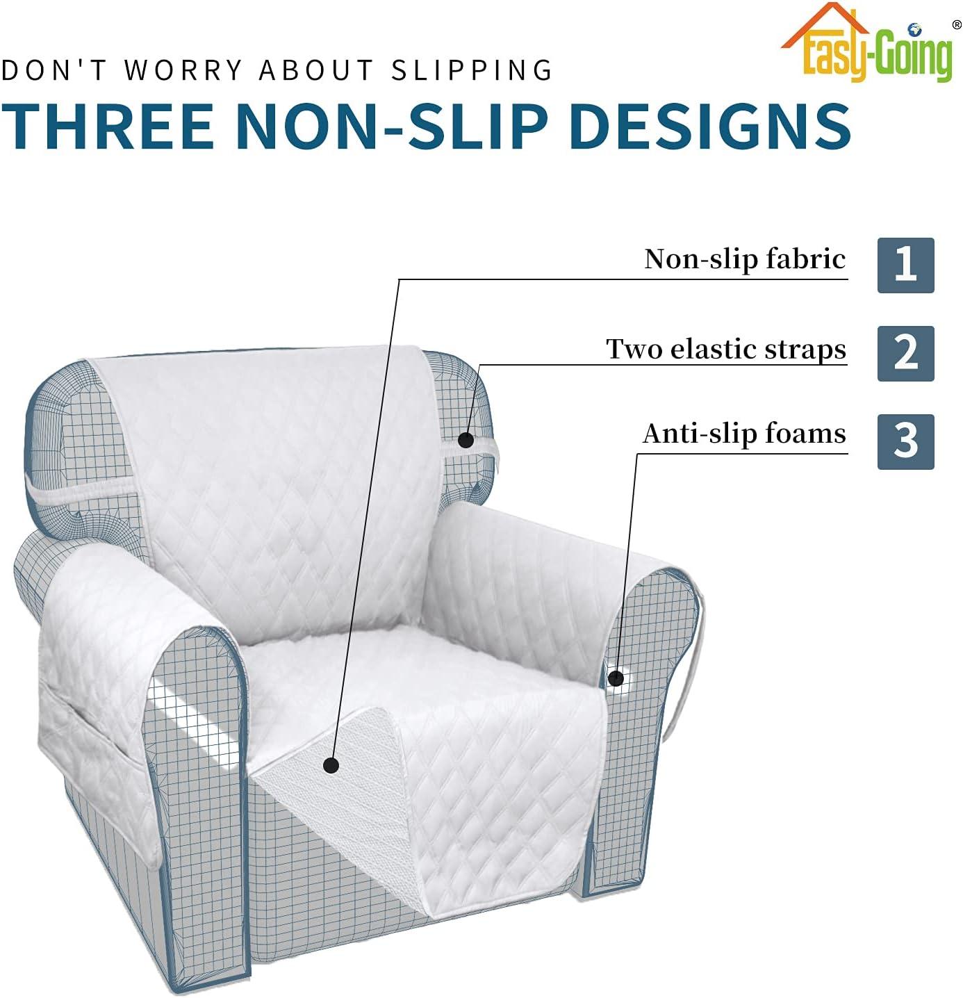 image:imageEasyGoing Sofa Slipcover Waterproof Couch Cover for 3 Cushion Couch Sofa Cover Furniture Protector Cover Pets Covers Washable NonSlip Fabric Pets Kids Children Dog Cat Sofa ChocolateWhite