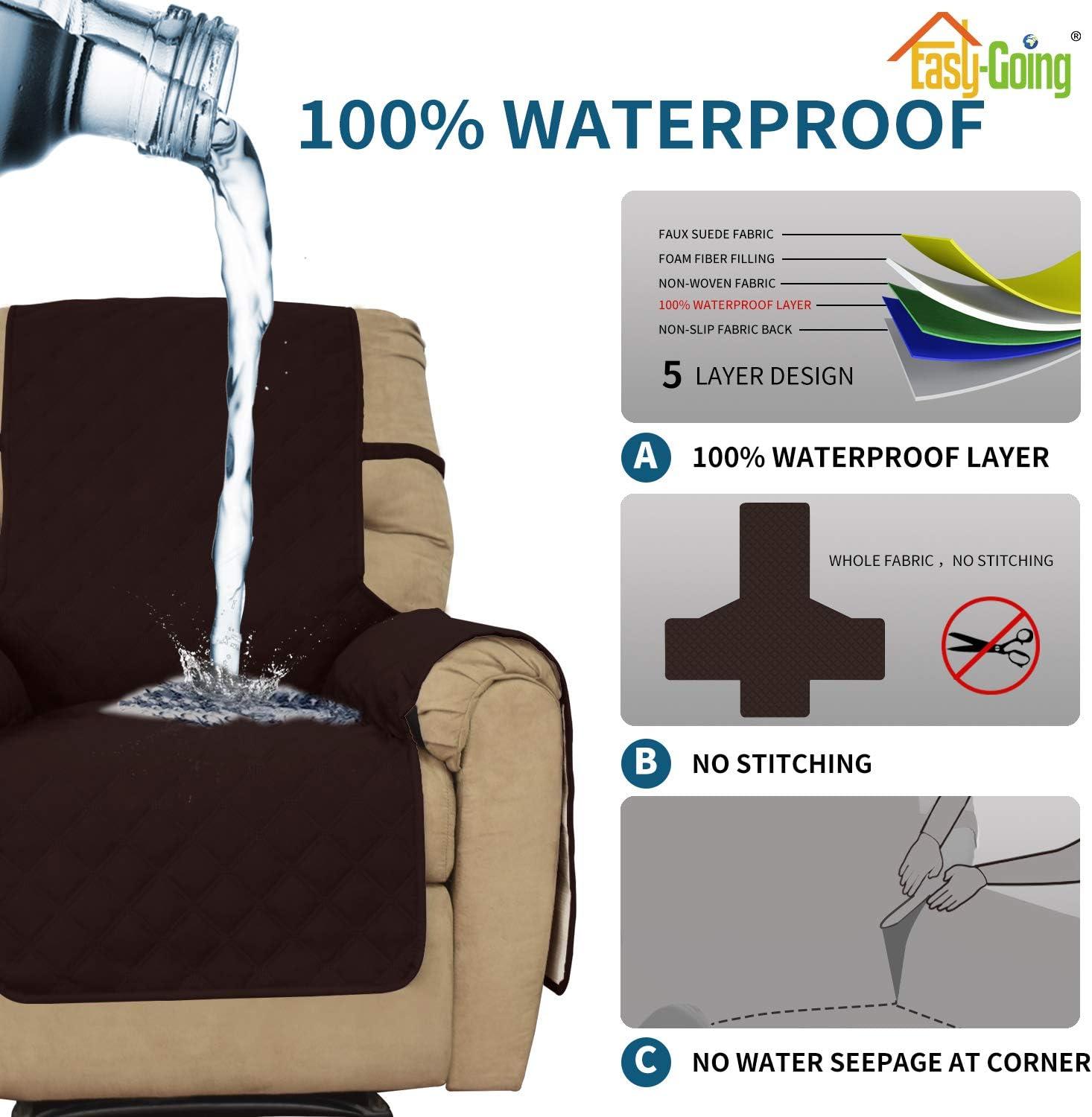 image:imageEasyGoing Sofa Slipcover Waterproof Couch Cover for 3 Cushion Couch Sofa Cover Furniture Protector Cover Pets Covers Washable NonSlip Fabric Pets Kids Children Dog Cat Sofa ChocolateChocolate