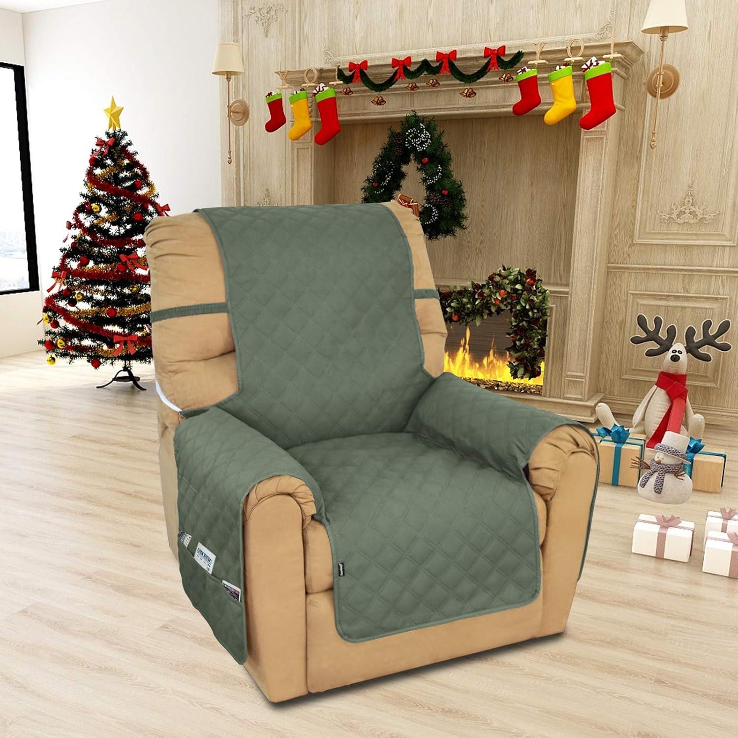 image:imageEasyGoing Sofa Slipcover Waterproof Couch Cover for 3 Cushion Couch Sofa Cover Furniture Protector Cover Pets Covers Washable NonSlip Fabric Pets Kids Children Dog Cat Sofa ChocolateGreyish Green