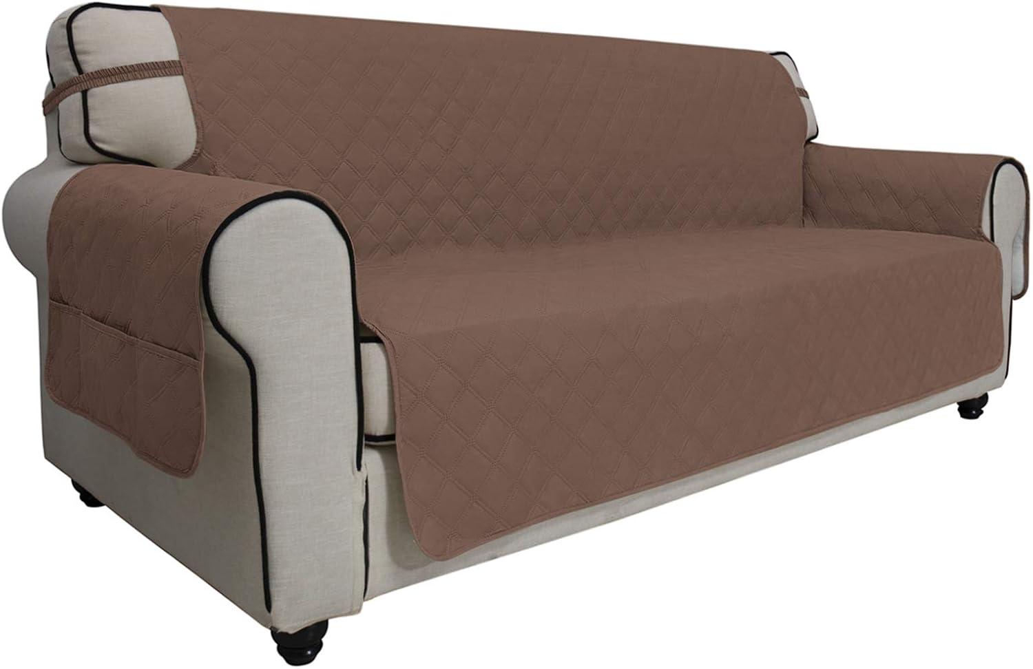 image:imageEasyGoing Sofa Slipcover Waterproof Couch Cover for 3 Cushion Couch Sofa Cover Furniture Protector Cover Pets Covers Washable NonSlip Fabric Pets Kids Children Dog Cat Sofa ChocolateBrown