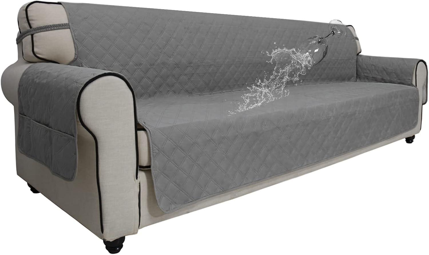 image:imageEasyGoing Sofa Slipcover Waterproof Couch Cover for 3 Cushion Couch Sofa Cover Furniture Protector Cover Pets Covers Washable NonSlip Fabric Pets Kids Children Dog Cat Sofa ChocolateGrey