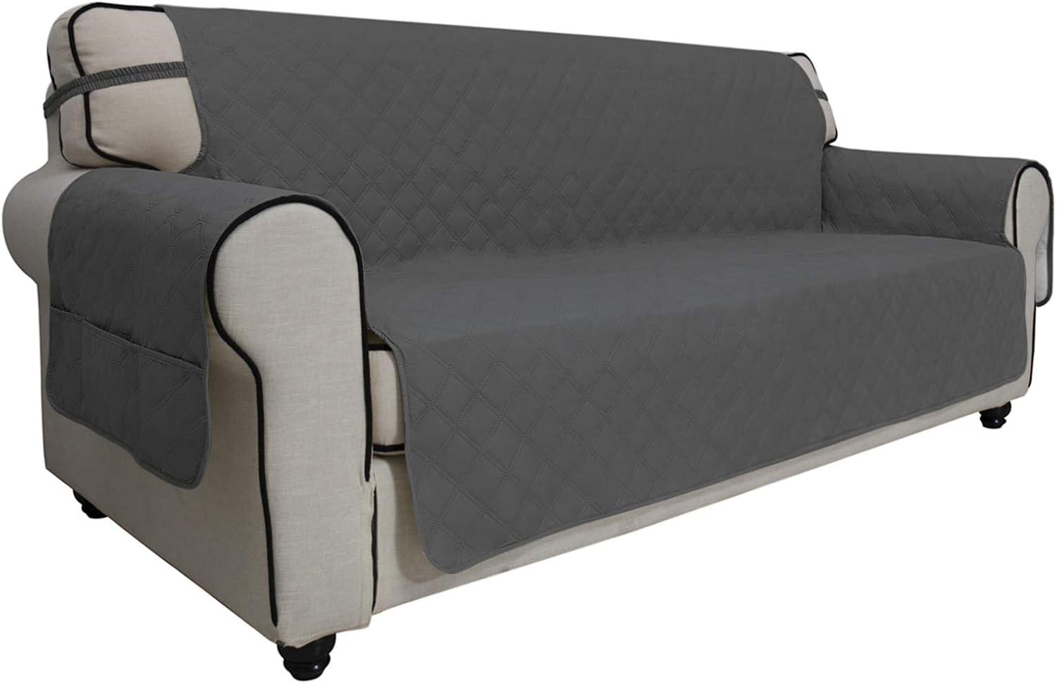 image:imageEasyGoing Sofa Slipcover Waterproof Couch Cover for 3 Cushion Couch Sofa Cover Furniture Protector Cover Pets Covers Washable NonSlip Fabric Pets Kids Children Dog Cat Sofa ChocolateDark Gray