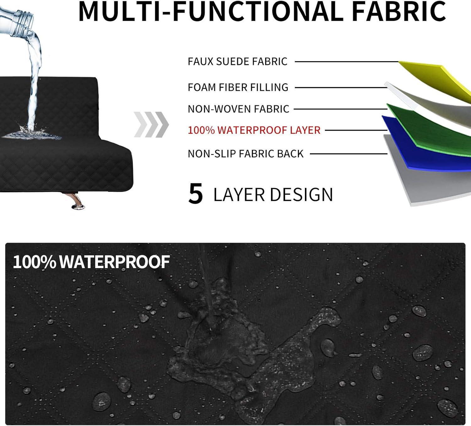 image:imageEasyGoing Sofa Slipcover Waterproof Couch Cover for 3 Cushion Couch Sofa Cover Furniture Protector Cover Pets Covers Washable NonSlip Fabric Pets Kids Children Dog Cat Sofa ChocolateBlack