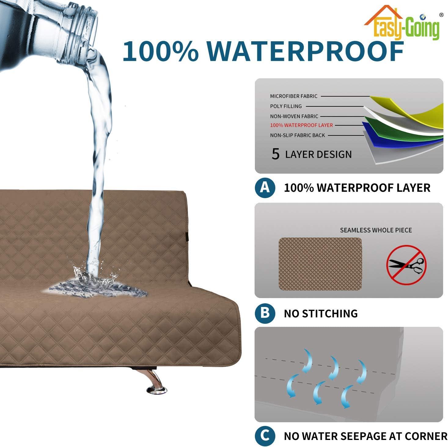 image:imageEasyGoing Sofa Slipcover Waterproof Couch Cover for 3 Cushion Couch Sofa Cover Furniture Protector Cover Pets Covers Washable NonSlip Fabric Pets Kids Children Dog Cat Sofa ChocolateCamel