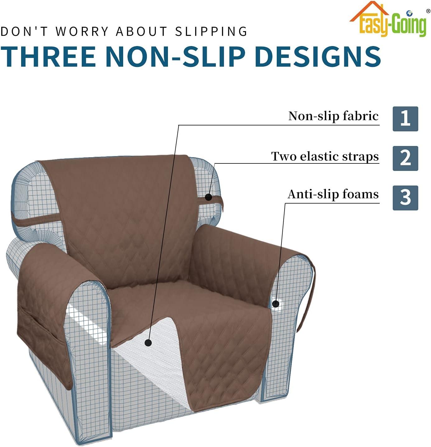 image:imageEasyGoing Sofa Slipcover Waterproof Couch Cover for 3 Cushion Couch Sofa Cover Furniture Protector Cover Pets Covers Washable NonSlip Fabric Pets Kids Children Dog Cat Sofa ChocolateBrown