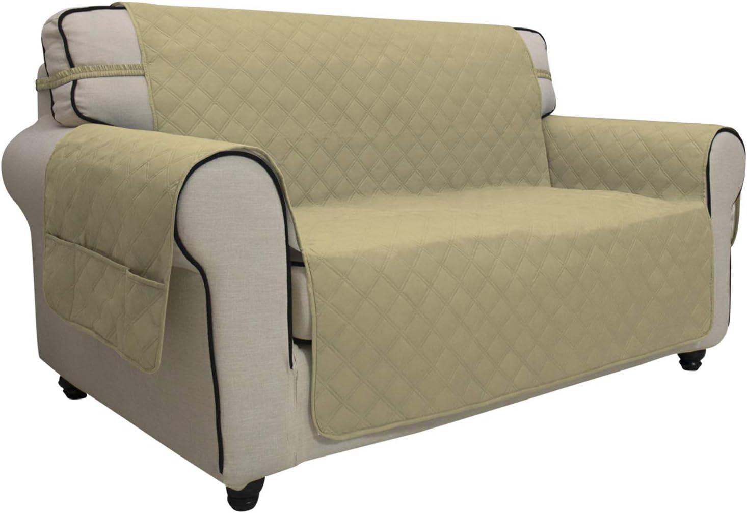 image:imageEasyGoing Sofa Slipcover Waterproof Couch Cover for 3 Cushion Couch Sofa Cover Furniture Protector Cover Pets Covers Washable NonSlip Fabric Pets Kids Children Dog Cat Sofa ChocolateSand