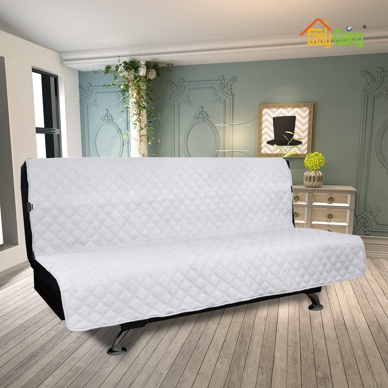 image:imageEasyGoing Sofa Slipcover Waterproof Couch Cover for 3 Cushion Couch Sofa Cover Furniture Protector Cover Pets Covers Washable NonSlip Fabric Pets Kids Children Dog Cat Sofa ChocolateWhite