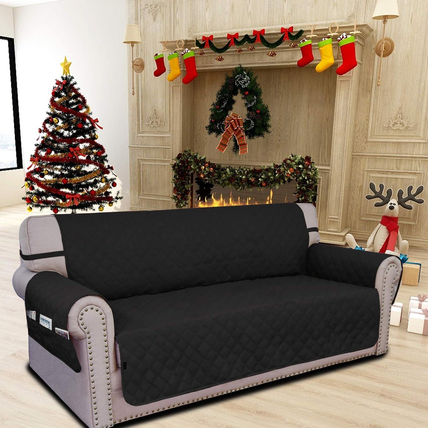 image:imageEasyGoing Sofa Slipcover Waterproof Couch Cover for 3 Cushion Couch Sofa Cover Furniture Protector Cover Pets Covers Washable NonSlip Fabric Pets Kids Children Dog Cat Sofa ChocolateBlack