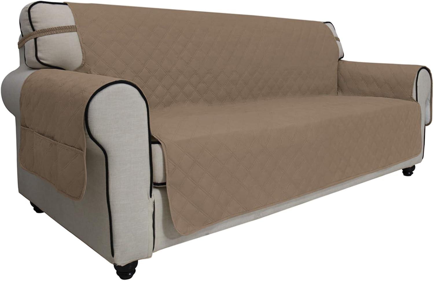 image:imageEasyGoing Sofa Slipcover Waterproof Couch Cover for 3 Cushion Couch Sofa Cover Furniture Protector Cover Pets Covers Washable NonSlip Fabric Pets Kids Children Dog Cat Sofa ChocolateCamel