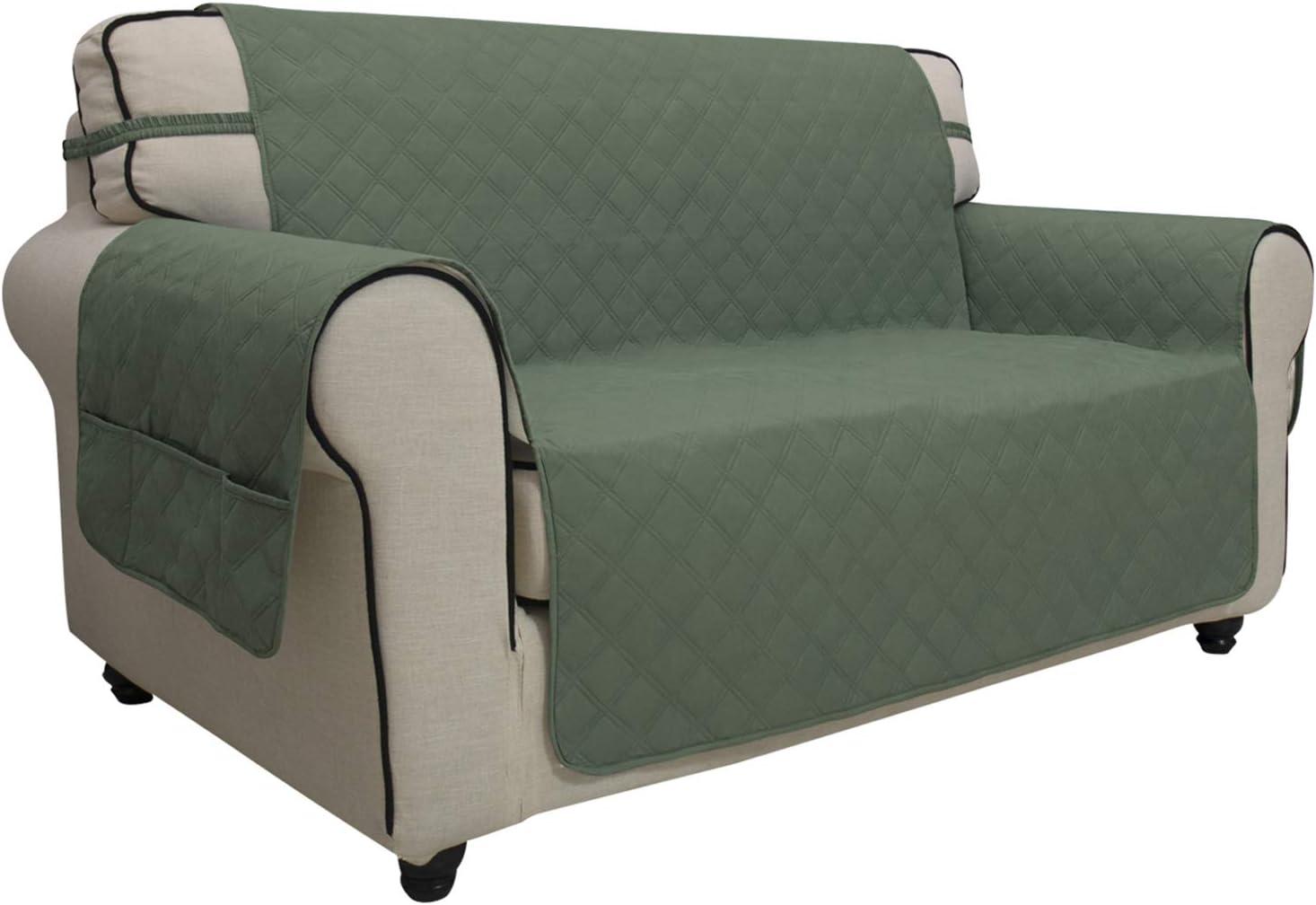 image:imageEasyGoing Sofa Slipcover Waterproof Couch Cover for 3 Cushion Couch Sofa Cover Furniture Protector Cover Pets Covers Washable NonSlip Fabric Pets Kids Children Dog Cat Sofa ChocolateGreyish Green