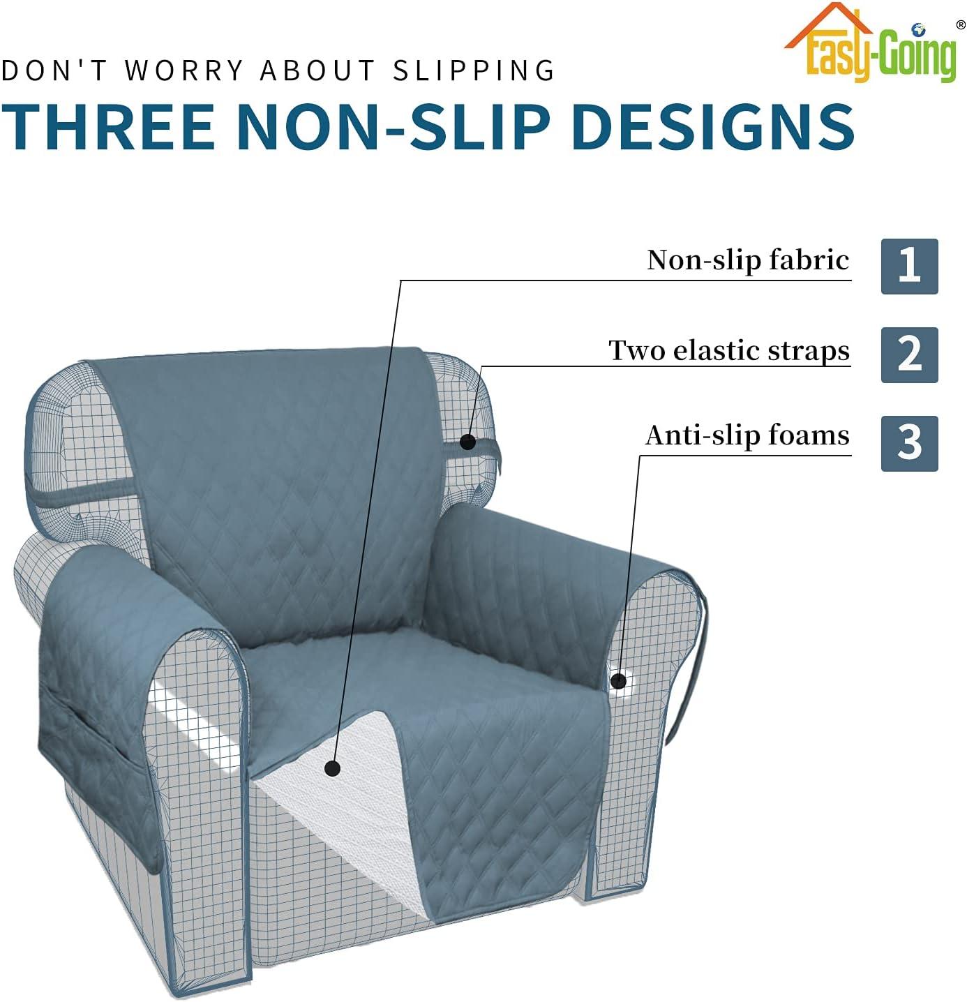 image:imageEasyGoing Sofa Slipcover Waterproof Couch Cover for 3 Cushion Couch Sofa Cover Furniture Protector Cover Pets Covers Washable NonSlip Fabric Pets Kids Children Dog Cat Sofa ChocolateLight Blue
