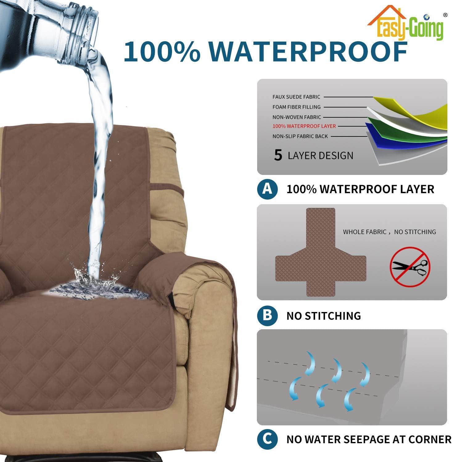 image:imageEasyGoing Sofa Slipcover Waterproof Couch Cover for 3 Cushion Couch Sofa Cover Furniture Protector Cover Pets Covers Washable NonSlip Fabric Pets Kids Children Dog Cat Sofa ChocolateBrown
