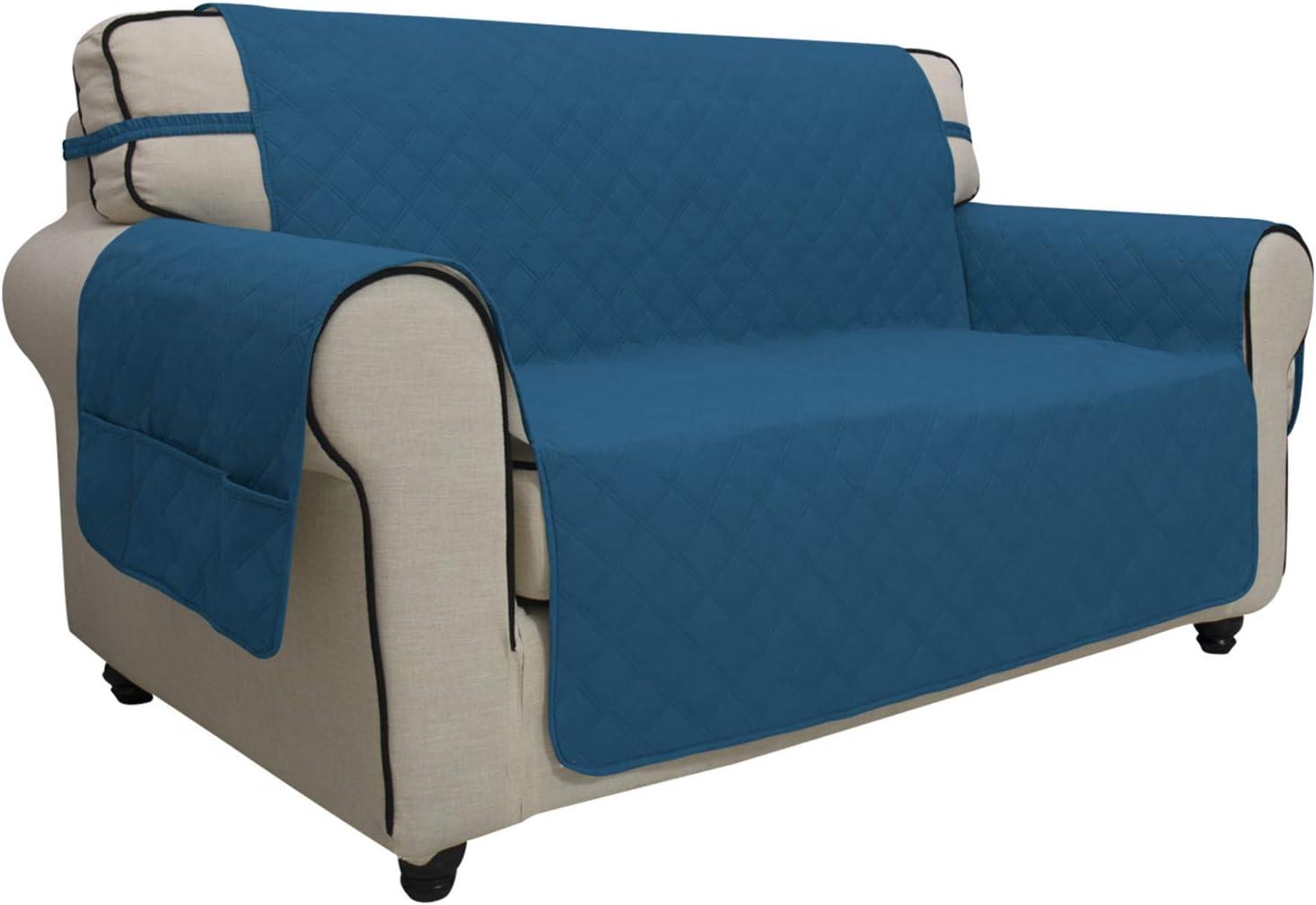 image:imageEasyGoing Sofa Slipcover Waterproof Couch Cover for 3 Cushion Couch Sofa Cover Furniture Protector Cover Pets Covers Washable NonSlip Fabric Pets Kids Children Dog Cat Sofa ChocolatePeacock Blue