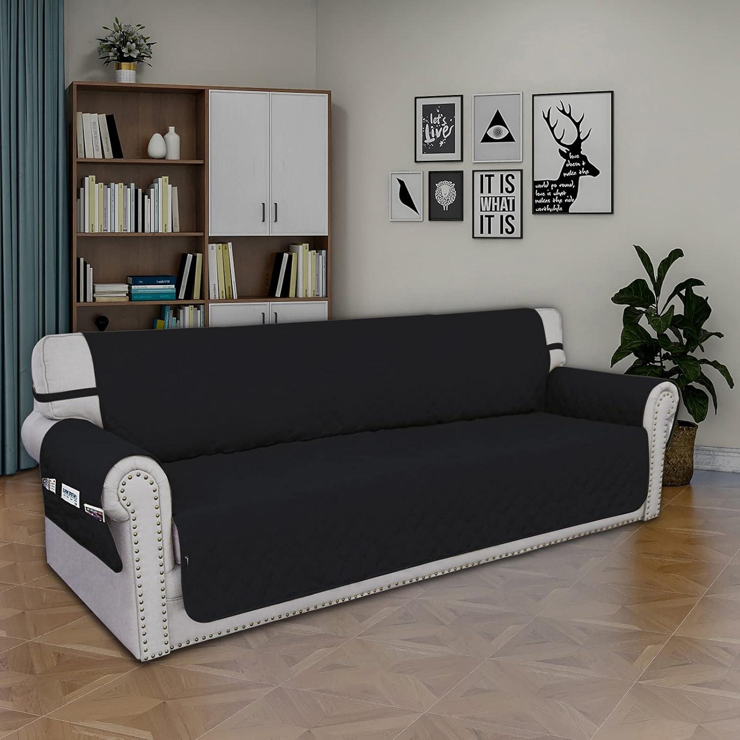 image:imageEasyGoing Sofa Slipcover Waterproof Couch Cover for 3 Cushion Couch Sofa Cover Furniture Protector Cover Pets Covers Washable NonSlip Fabric Pets Kids Children Dog Cat Sofa ChocolateBlack
