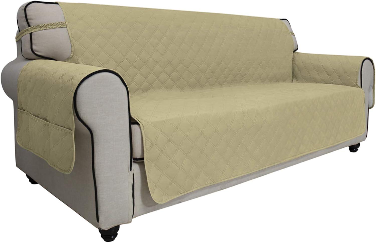 image:imageEasyGoing Sofa Slipcover Waterproof Couch Cover for 3 Cushion Couch Sofa Cover Furniture Protector Cover Pets Covers Washable NonSlip Fabric Pets Kids Children Dog Cat Sofa ChocolateSand