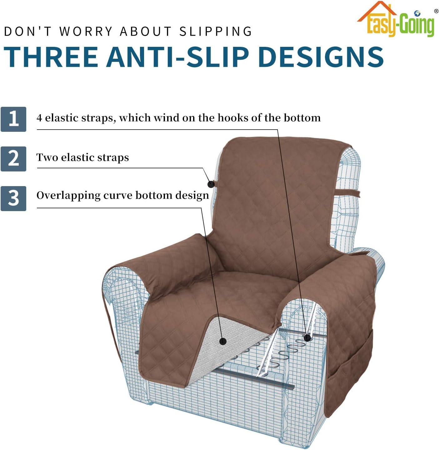 image:imageEasyGoing Sofa Slipcover Waterproof Couch Cover for 3 Cushion Couch Sofa Cover Furniture Protector Cover Pets Covers Washable NonSlip Fabric Pets Kids Children Dog Cat Sofa ChocolateBrown