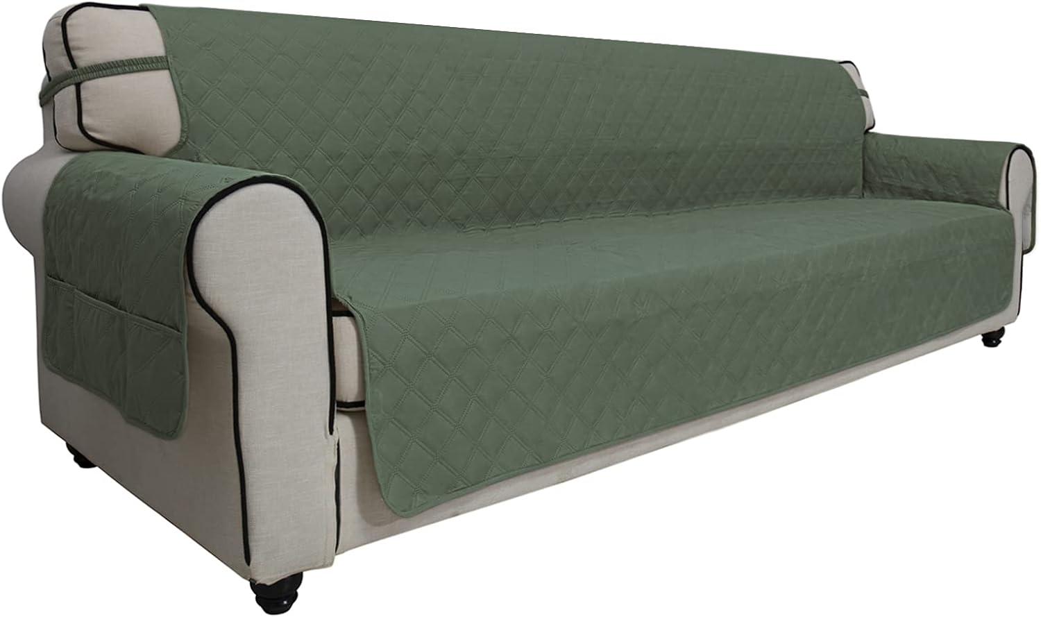 image:imageEasyGoing Sofa Slipcover Waterproof Couch Cover for 3 Cushion Couch Sofa Cover Furniture Protector Cover Pets Covers Washable NonSlip Fabric Pets Kids Children Dog Cat Sofa ChocolateGreyish Green