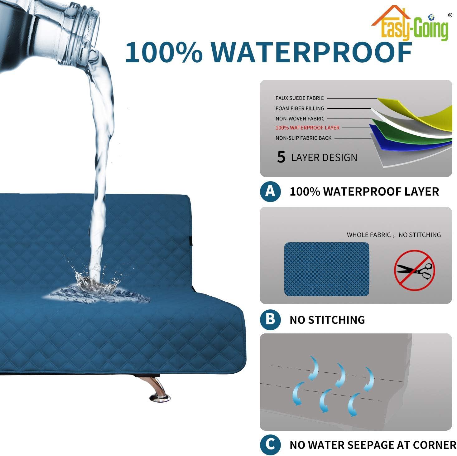image:imageEasyGoing Sofa Slipcover Waterproof Couch Cover for 3 Cushion Couch Sofa Cover Furniture Protector Cover Pets Covers Washable NonSlip Fabric Pets Kids Children Dog Cat Sofa ChocolatePeacock Blue